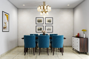 Compact 6-Seater Dining Room with Crockery Unit and Wall Art